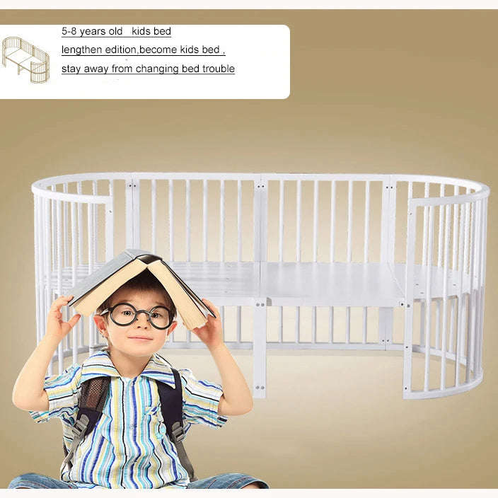 Nordic Multi-functional Height Adjustable Wooden Baby Cribs Kid Bed