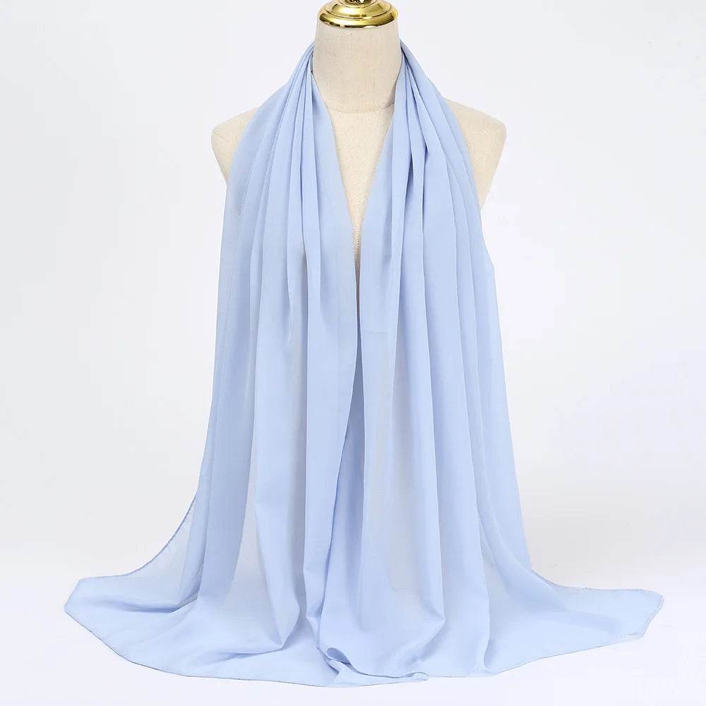 Muslim Chiffon Hijab Scarf Women Long Solid Color Head Wrap For Women Hijabs Scarves Ladies Muslim Veil Jersey Hijabs - AIAZ