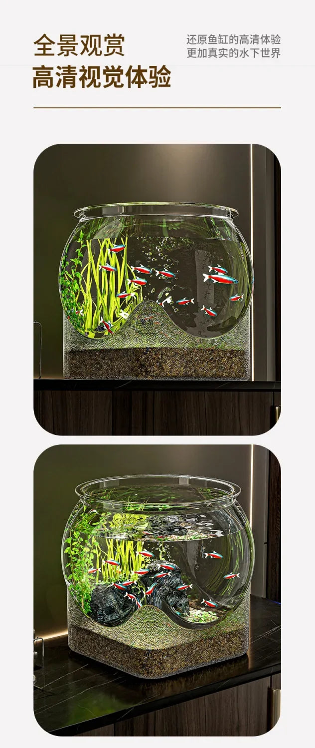Plastic Sturdy Nicely Betta Fish Bowl Small Aquariums for Small Ornamental Fish and Reptiles High Transparency Glass Good View