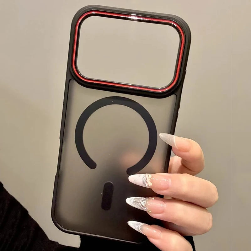 Luxury Matte Magnetic for Magsafe Phone Case for iPhone 17 Pro Max 17 Air Metal Lens Frame Cover for iPhone 16 13 14 15 Pro Max