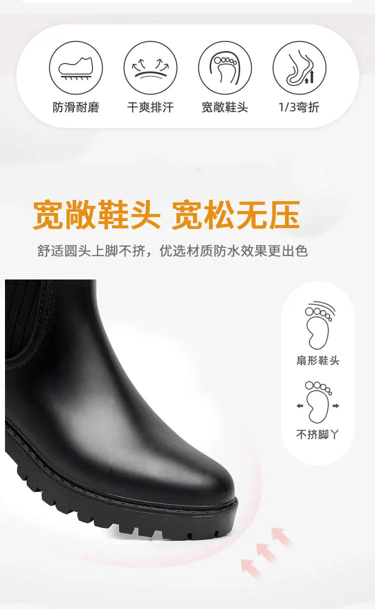 2024 Designer Rain Boots Women's Waterproof Shoes Rainy Ladies Fur Rubber Rainshoes Woman Galoshes Non-slip Pull-on Rain Boots
