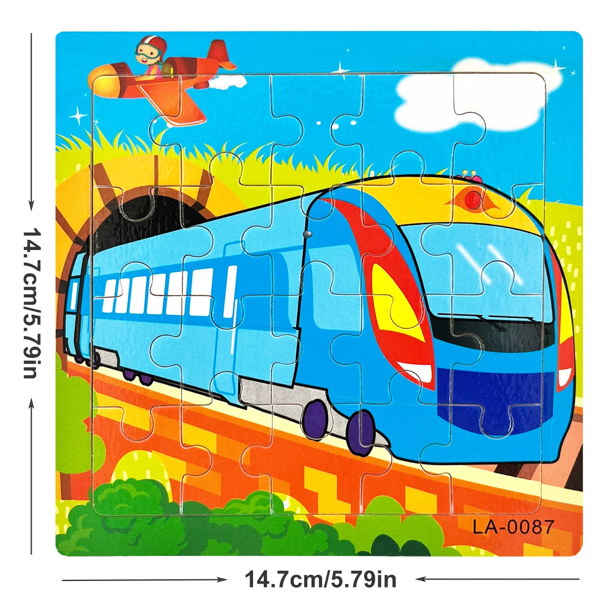 1pc 14.7cm/5.79in Wooden Jigsaw Puzzle Transportation Vehicle Marine Animal Style Puzzles Game Kids Educational Toy for Children