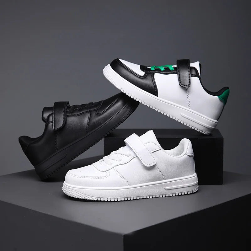 Black Children Shoes Boys Sneaker 6 To 12 Years 2024 New School Leather Kids Casual Sneaker Tennis Sports Shoes for Boy