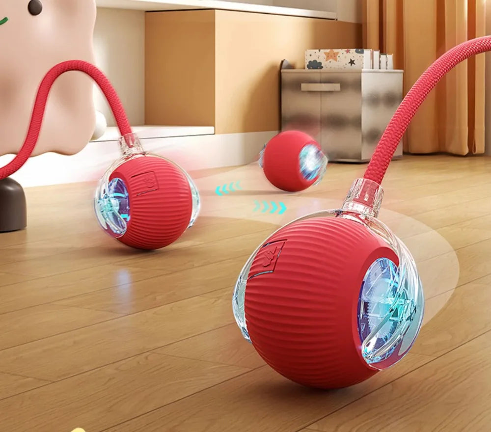 New Cat Interactive Ball Toy Automatic Rolling Ball Faux Tail Rechargeable Smart Pet Electric Toy Dog Cat Training Imitate Mouse