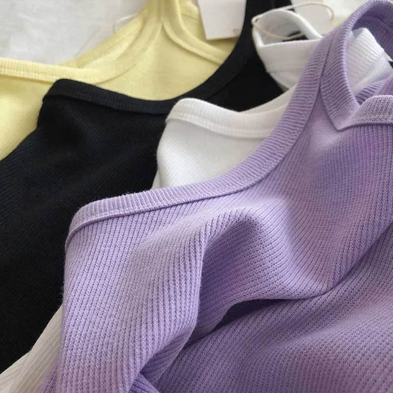 2024 Women Tank Tops Sexy Cropped Top Female Women Summer Camisole Camis Black White Sport Clothes For Women - AIAZ