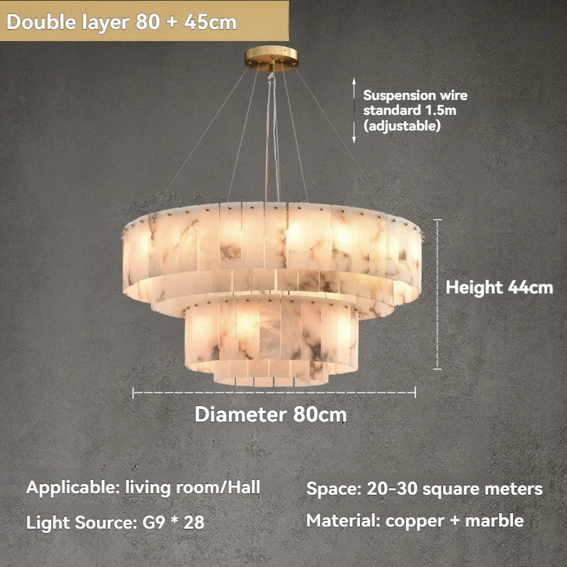 Natural Marble Brass Pendant Light Luxury Nordic Gold Chandelier for Living Room Dining Room Bedroom Bar Study Lighting Fixture