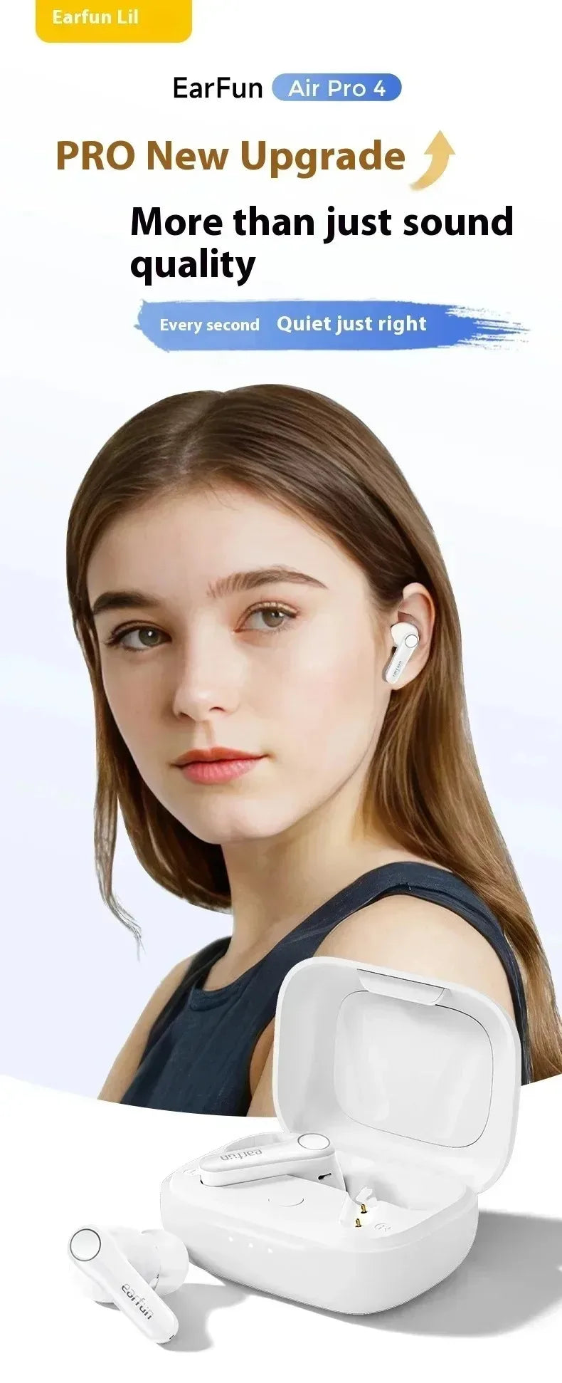 EarFun Air Pro4 Bluetooth Earphone HI-FI Active Noise Reduction IPX5 Waterproof Dynamic Diaphragm Ergonomics Gamer Earbuds