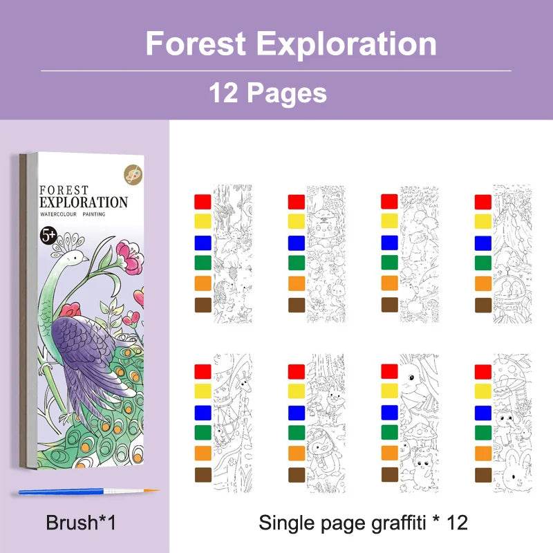 12Pages Coloring Books Portable Watercolor Painting Book Graffiti Picture Books Painting Drawing Toys For Children Gift - AIAZ