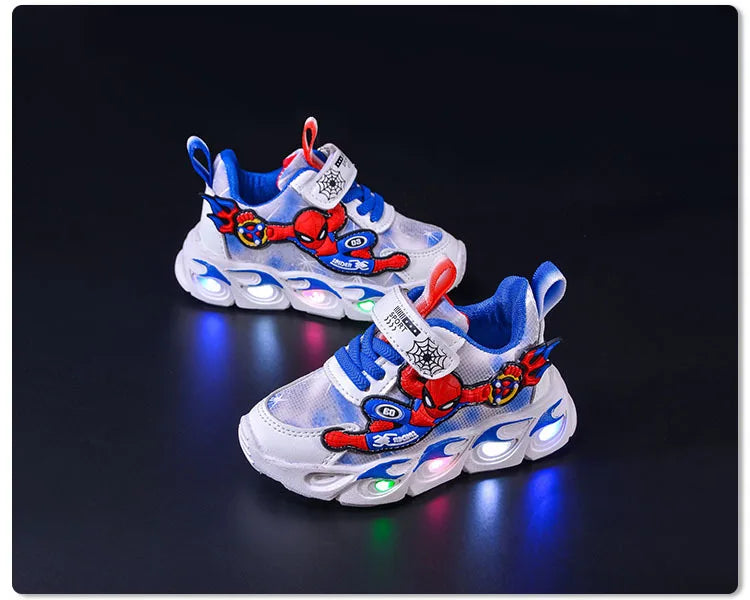 Disney Fashion Spiderman Baby Boys Sneakers Spring/autumn Children's Shoes Lighted Sneaker Trendy Kids Boy Sports Casual Shoes