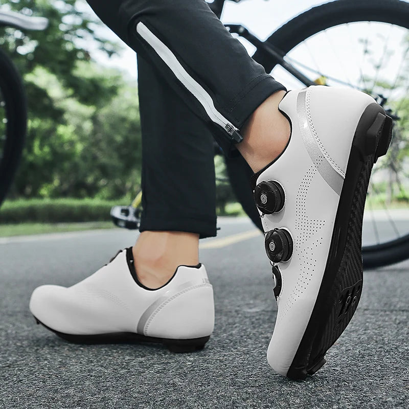 Breathable road cycling shoes for indoor and outdoor cycling, adjustable buckle closure, durable TPU sole, cycling accessories