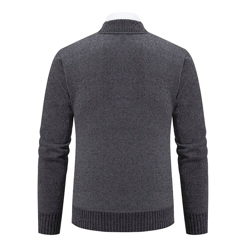 2023 Knitwear Spring and Autumn Men's Stand-up Collar Thick Warm Cardigan Sweater Winter Loose Casual Coat - AIAZ