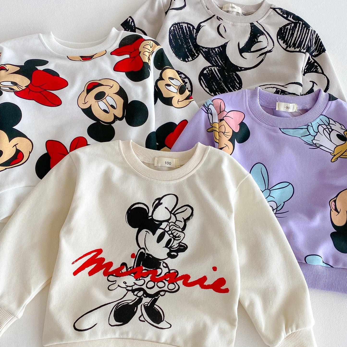 Full-print Disney Cartoon Long Sleeve Sweatshirts Set Popular Design Loose Fashion Hoodie + Sweatpants 2pc/set Kids Clothing