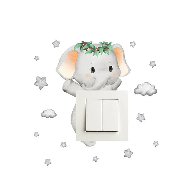Cartoon giraffe Panda elephant switch stickers Kids Baby Bedroom decor Home decor Wallpaper Kids wall decal Room decor stickers