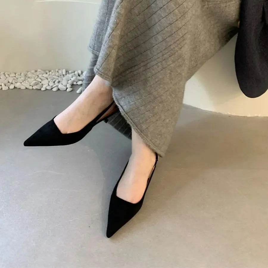 Bailamos Women Sandals Pointed Toe Elegant Low-heel Shoes Summer Fashion Slingback Woman Mules Shoes Pumps Dress Shoes - AIAZ