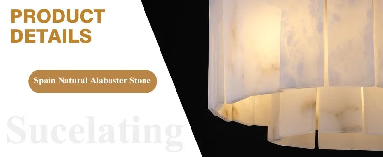 Rectangle Alabaster Chandelier for Living Room Bathroom Dining Room Decor Kitchen Foyer Adjustable Modern Marble Pendant Light