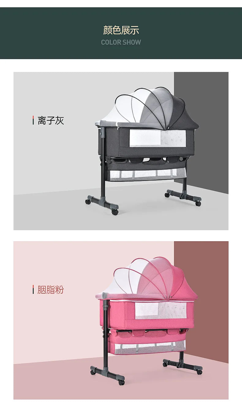Crib Newborn Bed Splicing Big Bed Baby Crib Multi-functional Mobile Foldable