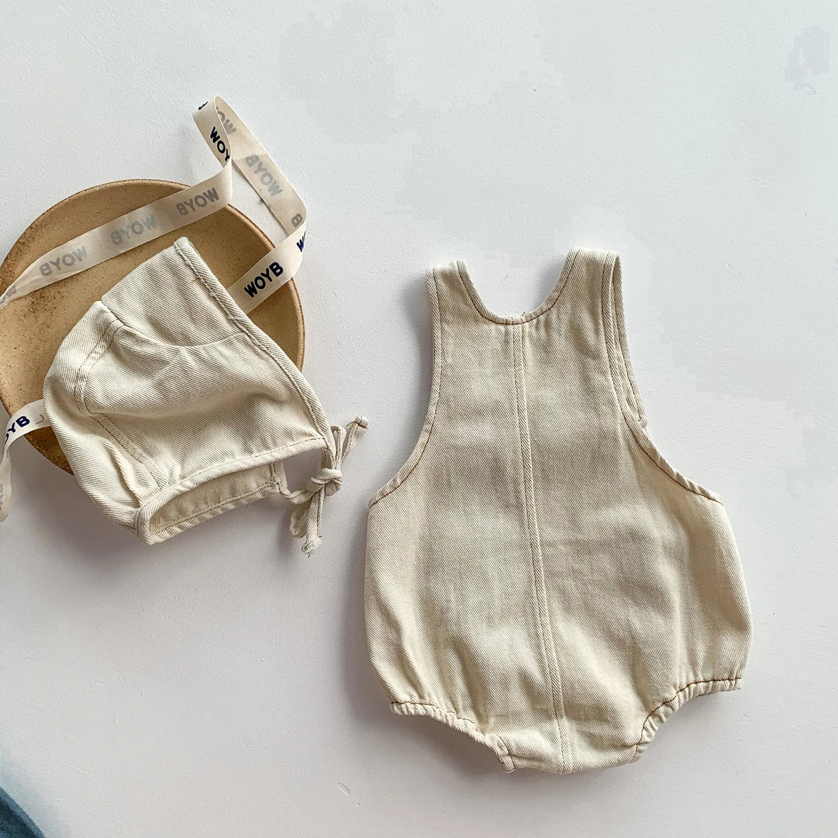 Baby Clothes Denim Sling Romper Infant Onesie Newborn One-piece 0-3 Years Old Complimentary Hat