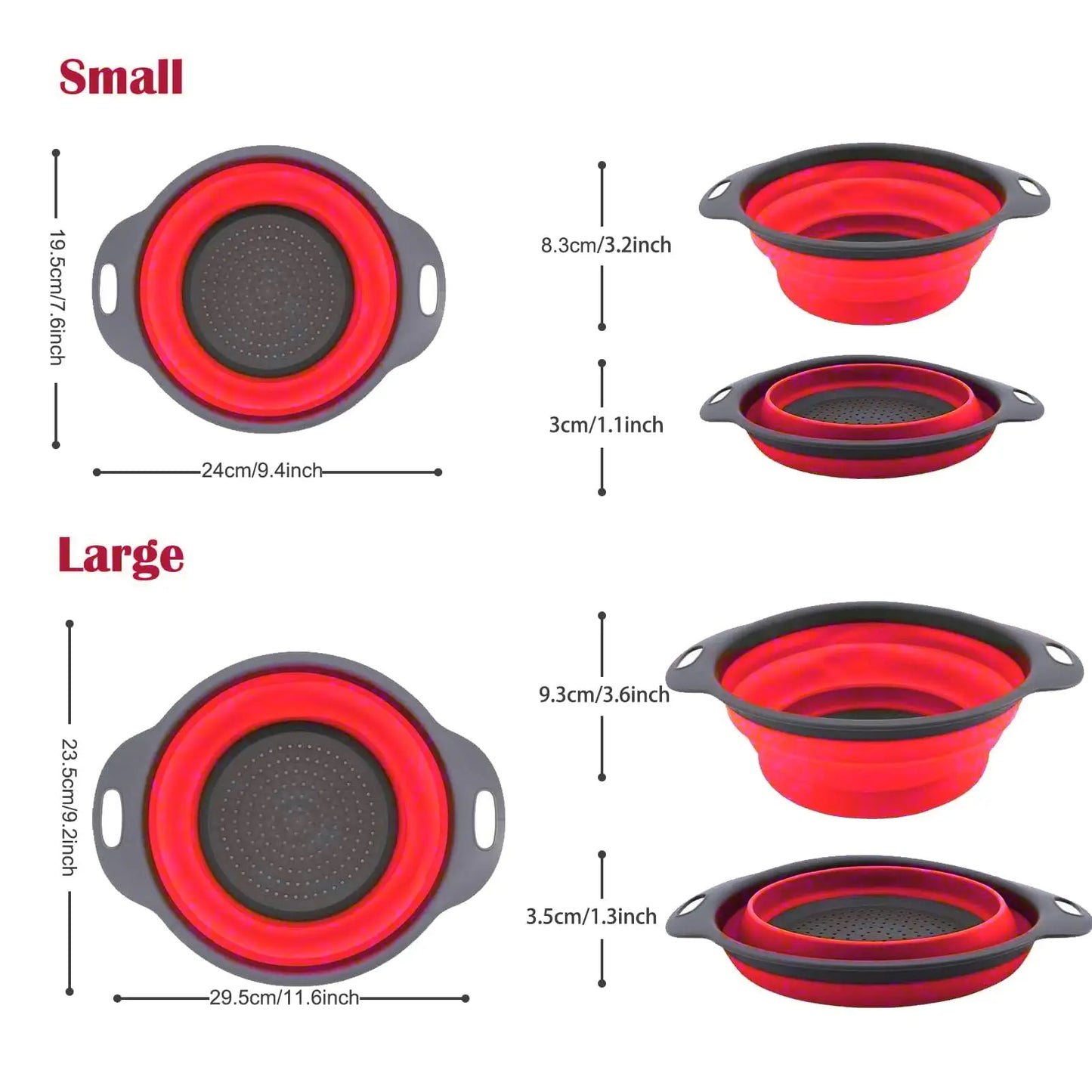 Collapsible Pasta Strainers,Kitchen Colander for Draining Fruit, Kitchen Silicone Filter Vegetables Baskets, Sink Washing Bowl