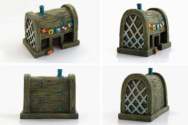 Fish Tank Decor Cartoon Figures Ornaments Simulation Resin Pineapple House Fish Tank Decoration Landscaping Aquarium Accessories