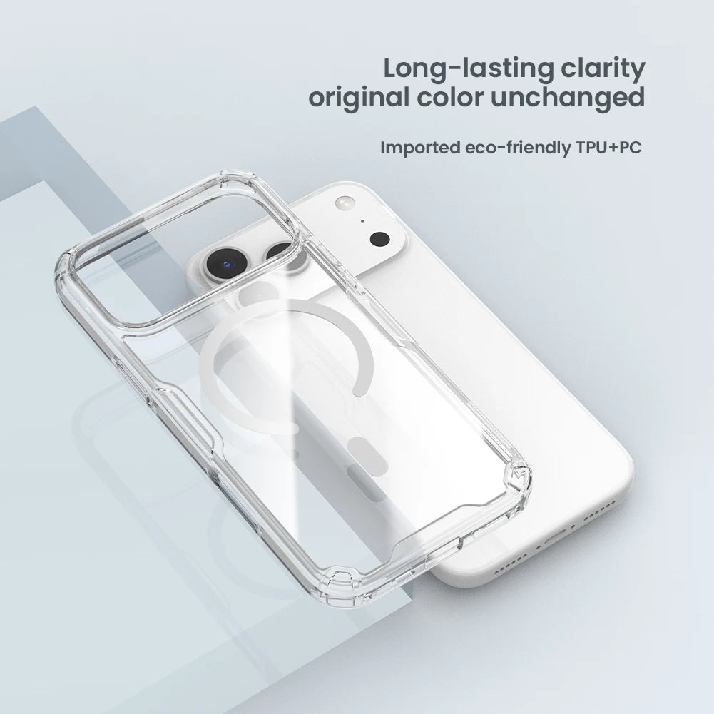 Nillkin For iPhone 17 Pro Max 17 Air 16 Pro Max 17Pro 16Pro Nature Pro Magnetic Transparent TPU Frame Cover Phone Case