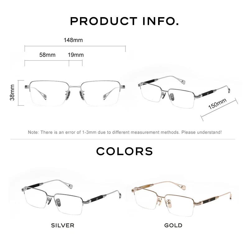 CAPONI Vintage Men's Glasses Frame Pure Titanium Acetate Anti Blue Light Luxury Eye Glasses Brand Designer Spectacles JF7566