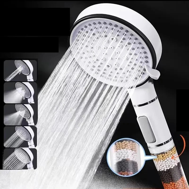 5 Modes High Pressure Shower Head Anti Limestone Filter Hygienic Remove Calcario Shower with Holder and Hose Bathroom Accessorie
