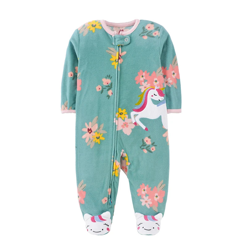 Winter Baby Boy Girl Rompers Clothes Zipper Fleece Autumn Warm Newborn Infants Pajamas Outfit Animal Jumpsuit Clothing 0 -12 M
