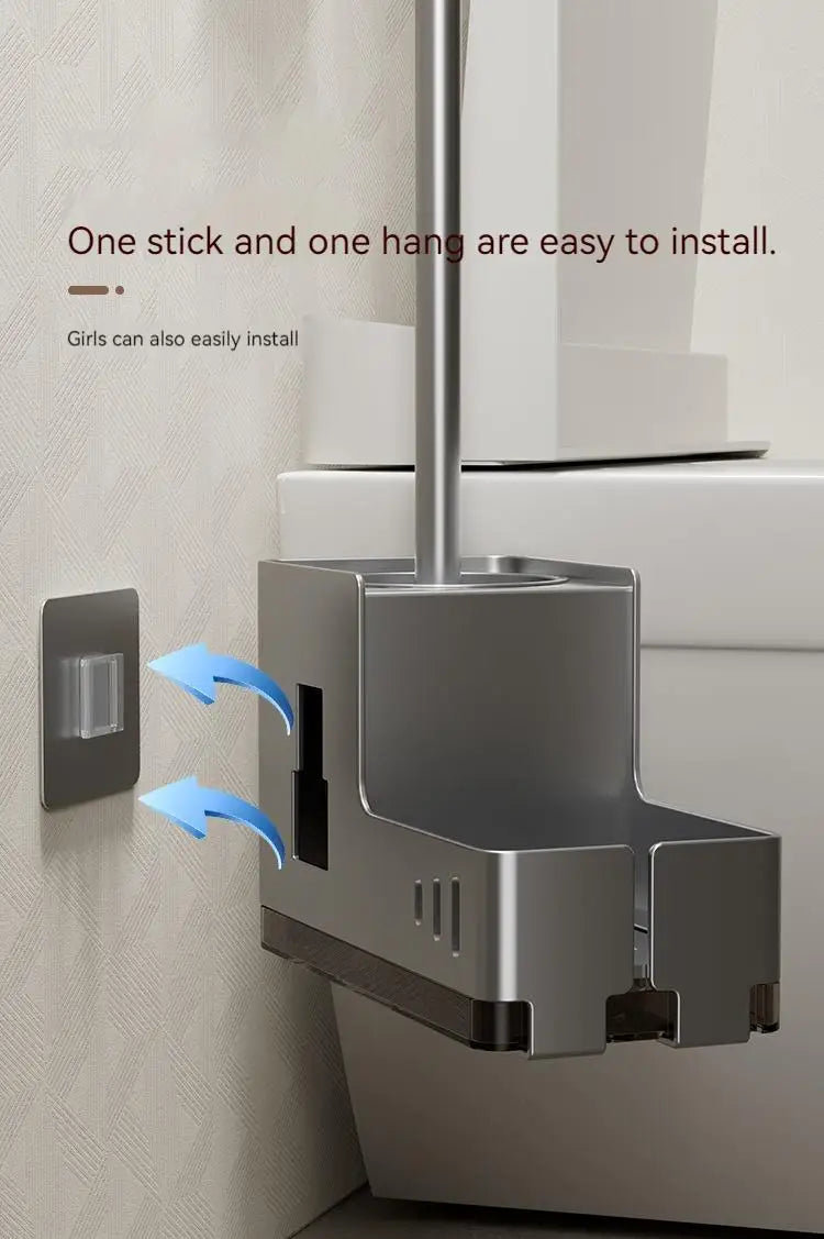 Bathroom Toilet Brush Holder Cleaning Tools Space Aluminum Wall Mounted No Drill Vertical Toilet Brush Bathroom Accessories