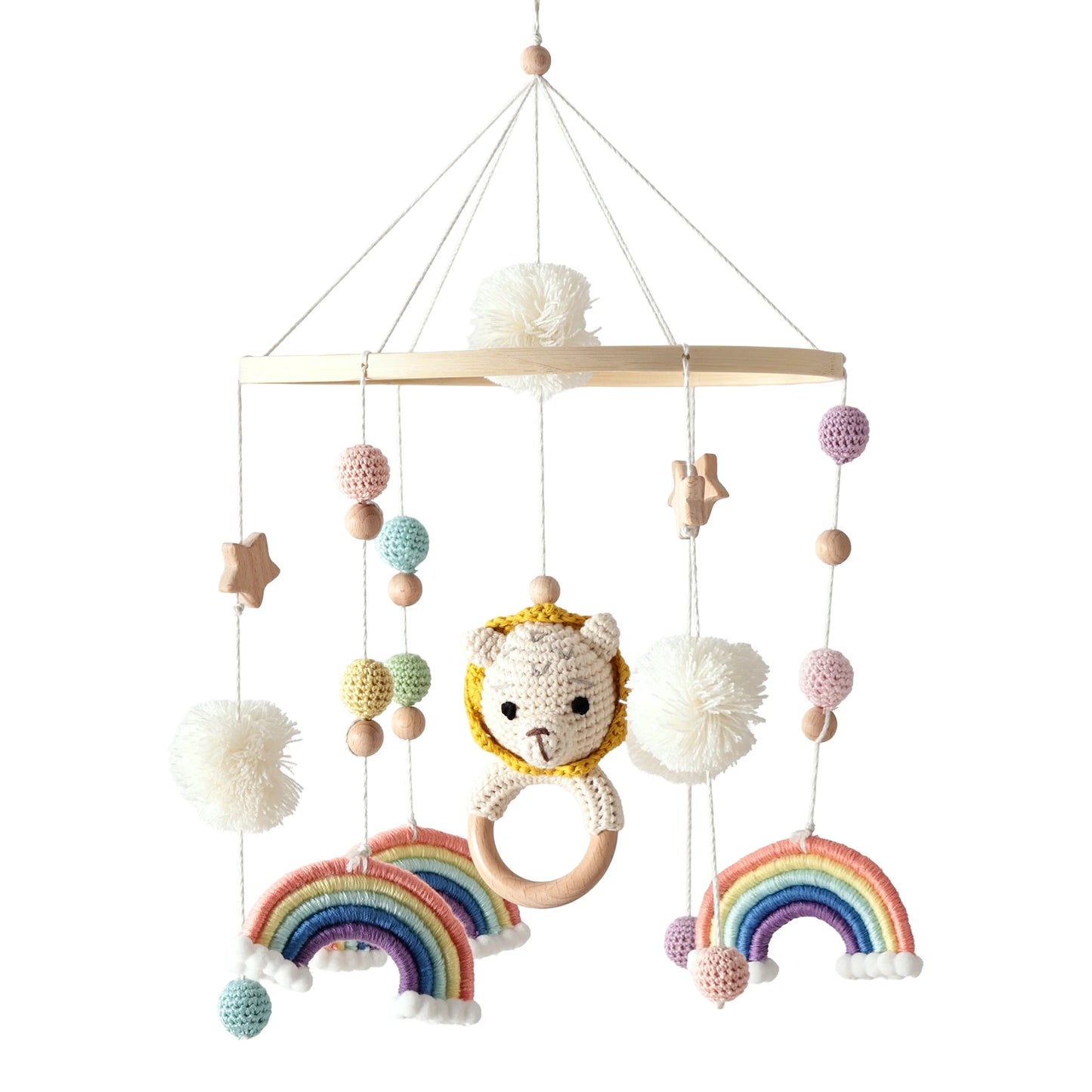 Baby Crib Mobile Wooden Wind Chime Bed Bell, Animal Crib Mobile With Music for Girls and Boys, Mobile for Bassinet Room Decor