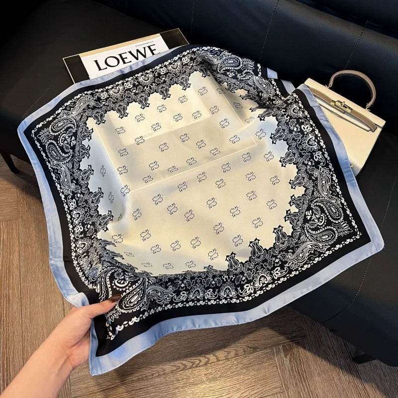 2024 New Leopard Print Square Scarf Women's Imitation Silk Scarf Casual Versatile Decoration Small Neck Scarf 70CMx70CM - AIAZ