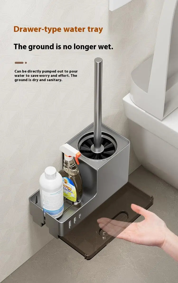 Bathroom Toilet Brush Holder Cleaning Tools Space Aluminum Wall Mounted No Drill Vertical Toilet Brush Bathroom Accessories