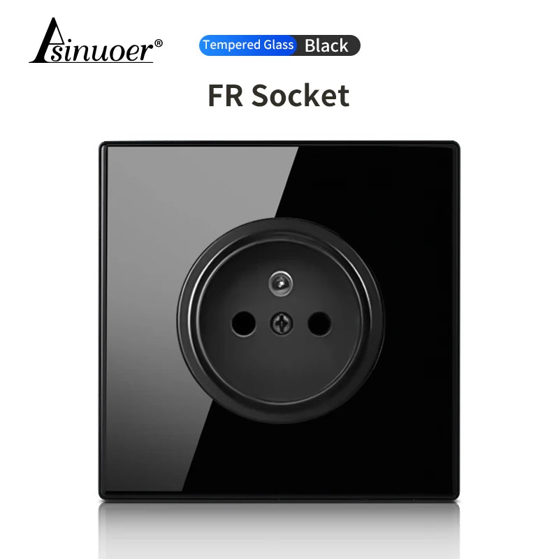 Glass Panel Wall Switch LED European 16a Socket Retro Toggle Light Switch EU UK Standard 2way Socket 1-4gang USB Home Decoration