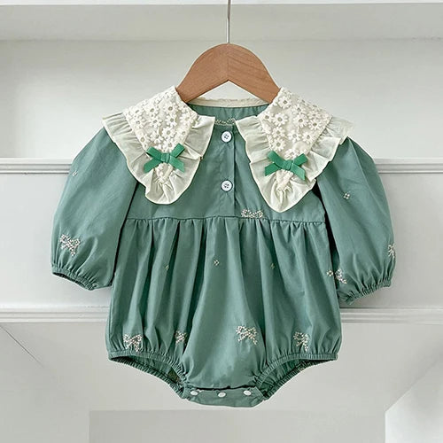2025 New Spring 0-24M Baby Girl Clothing Infant Baby Girls Jumpsuit Long Sleeved Cotton Embroidery Newborn Baby Girls Bodysuits