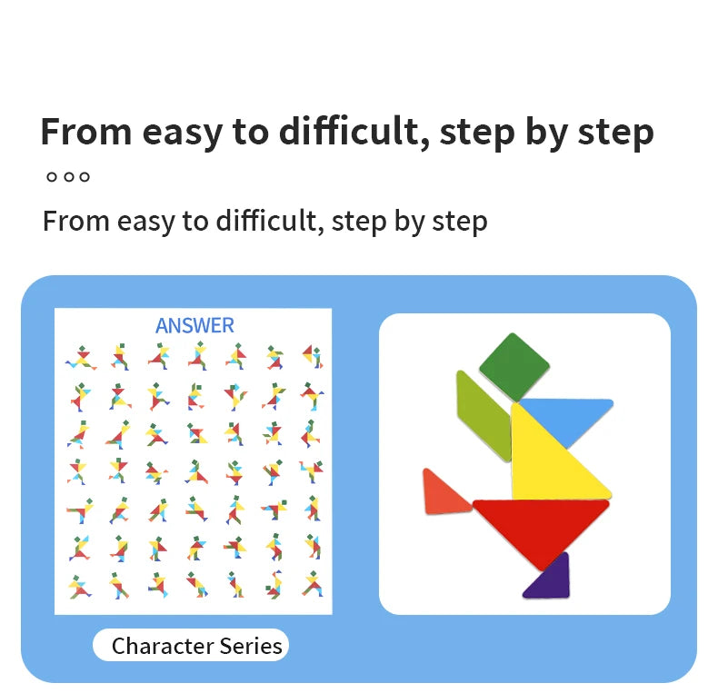 Montessori Wooden Jigsaw Magnetic Tangram Puzzle Book Educational Toys For Kid Learning Logical Game Geometric Shape Block