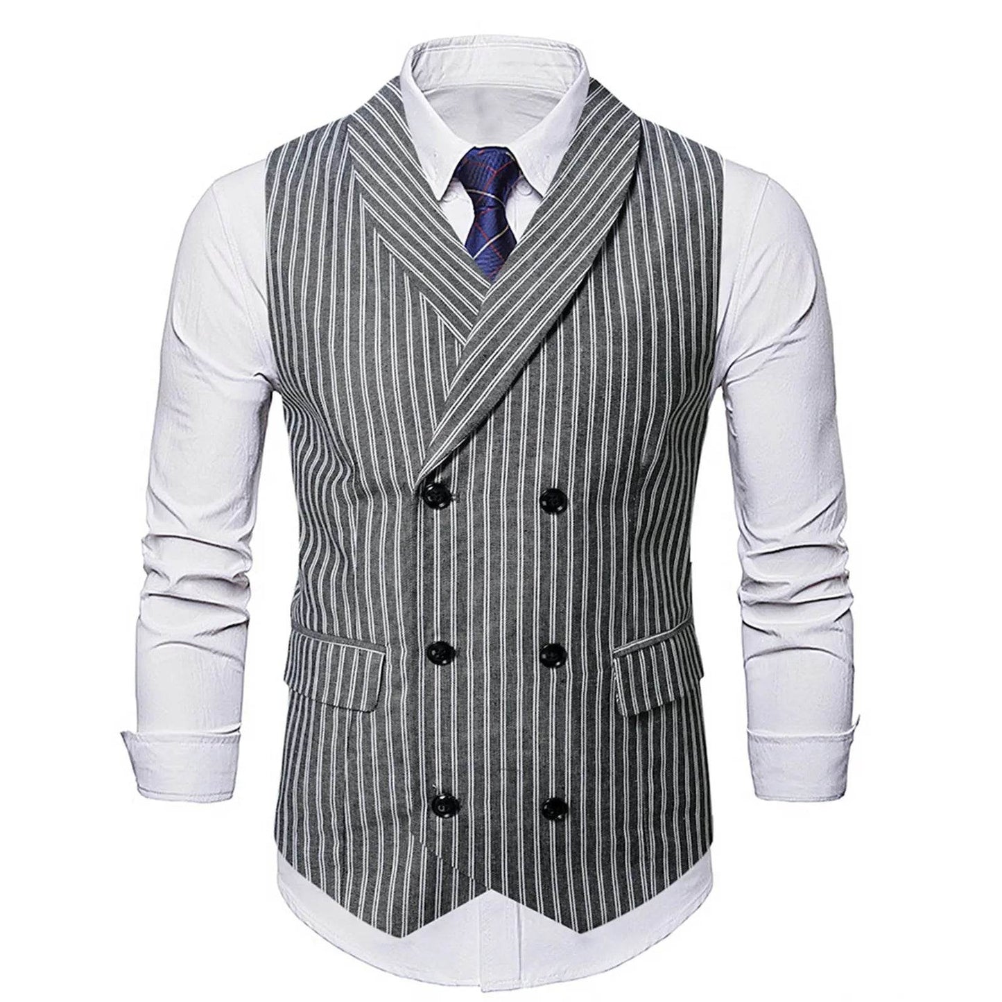 2025 Men's Spring Casual Single Button Suit Vest V Neck New Style British Men's Suit Vest Waistcoat Formal Business Suit Vest - AIAZ