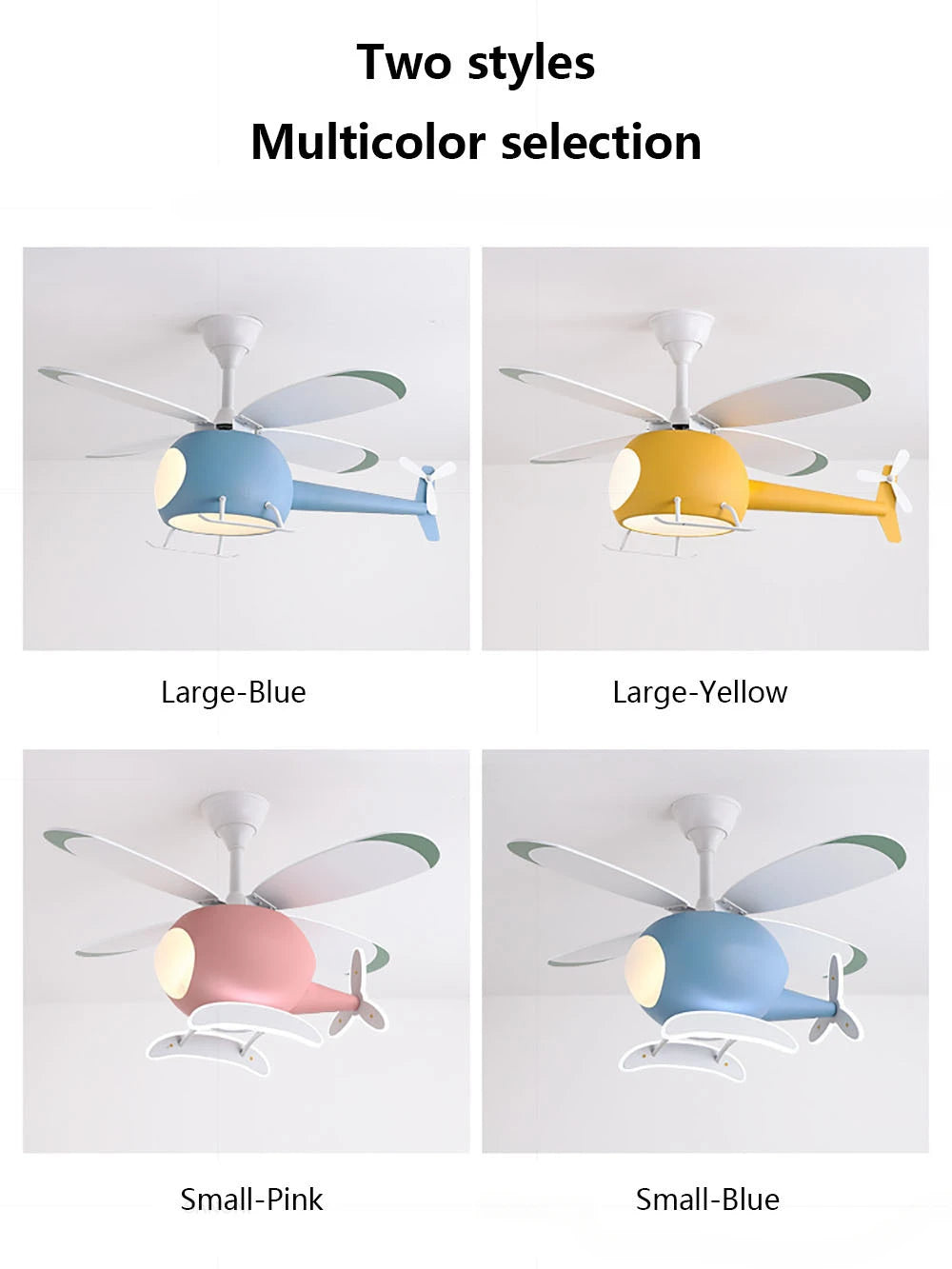 Cartoon Ceiling Lamps for Room Helicopter Fan Chandelier for Children's Bedroom Indoor Led Lights Fixture Luster Home-appliance