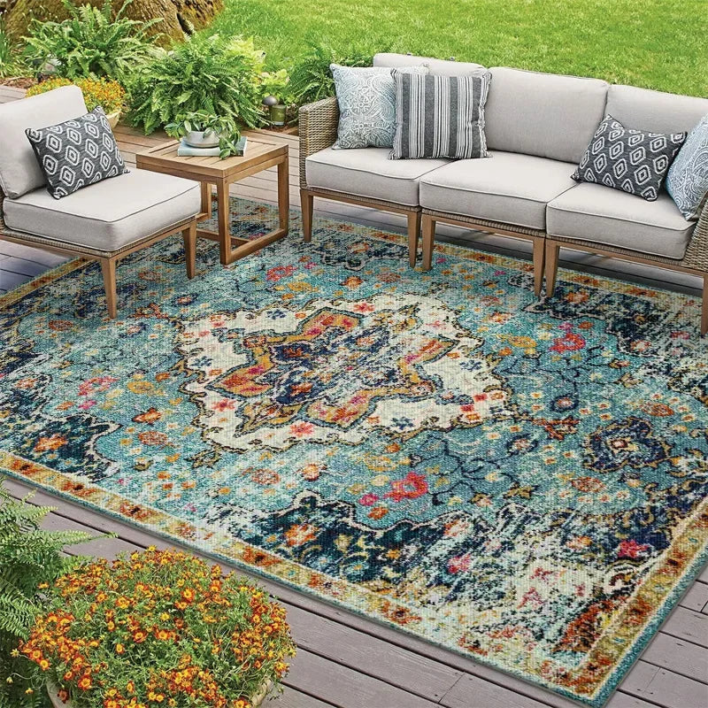 VIKAMA Summer Outdoor American-style Persian Camping Carpet, Living Room Carpet, Balcony and Terrace Carpet, Home Decoration