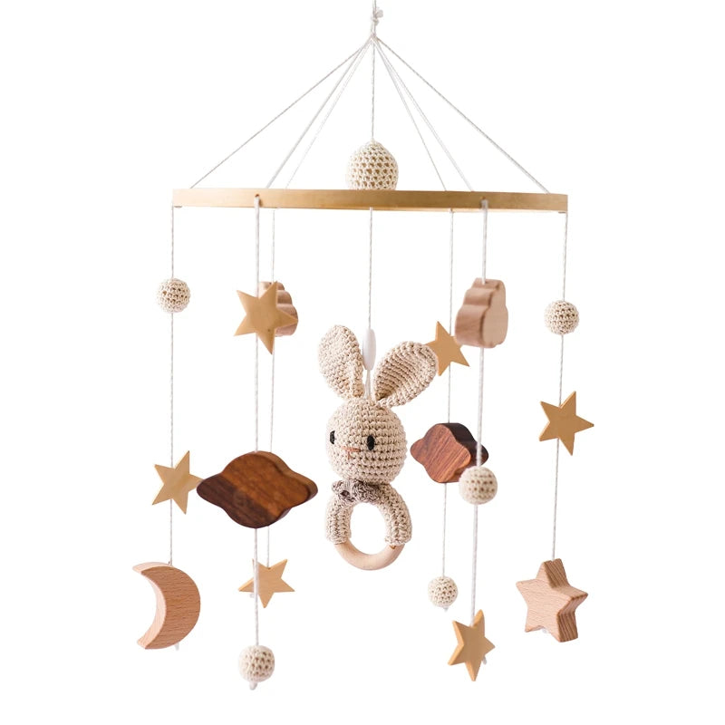 Baby Crib Mobile Wooden Wind Chime Bed Bell, Animal Crib Mobile With Music for Girls and Boys, Mobile for Bassinet Room Decor