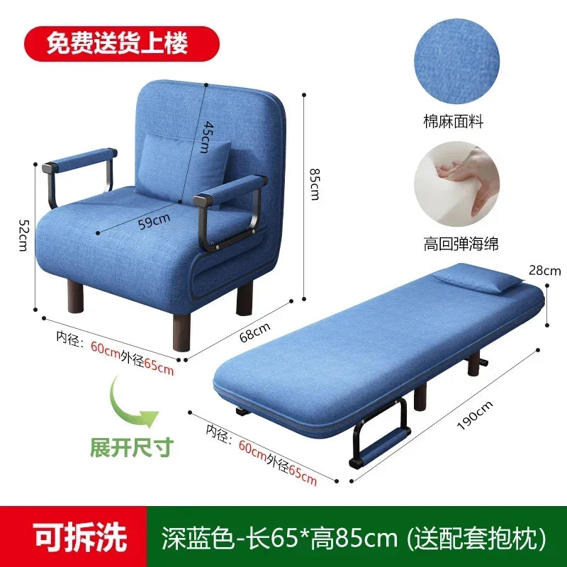 Modern Simple Foldable Sofa Bed Multi-functional Internet Celebrity Living Room Double Push Retractable Sofa Home Furniture