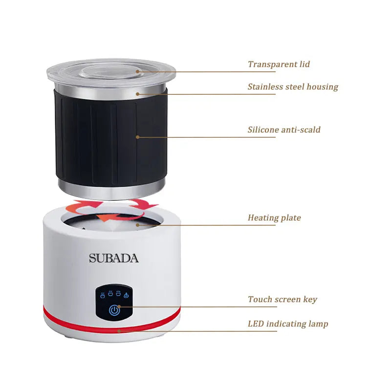 SUBADA Home Appliances 4 in 1 Electric Milk Frother Large Capacity Electric Milk Steamer for Hot and Cold Milk Froth Warmer