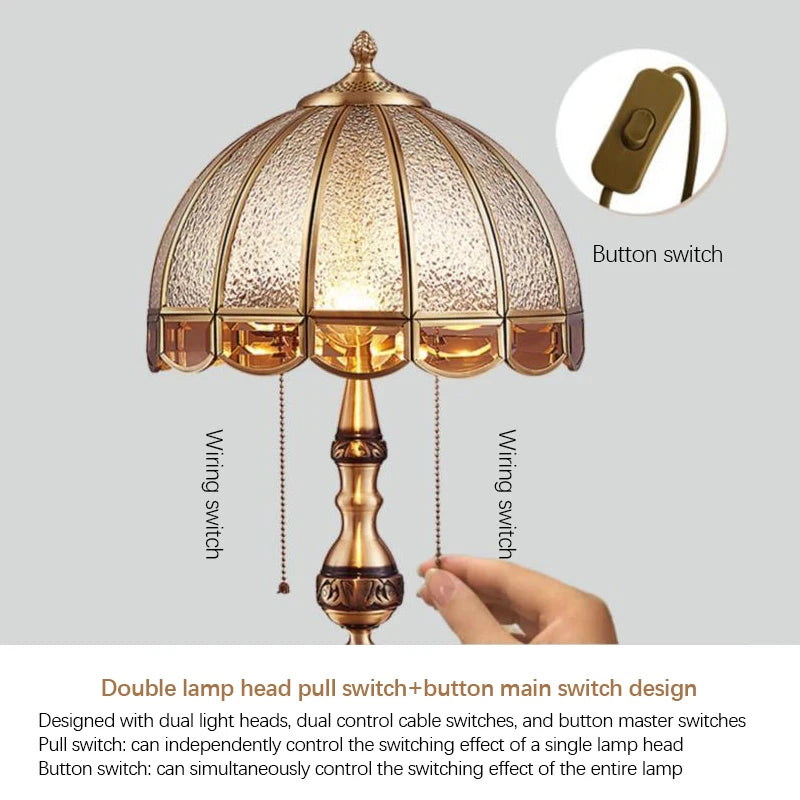 TEMAR Brass Table Lights  Modern European Creative Luxury Glass Copper Desk Lamp For Home Living Room Study Bedroom LED lamp