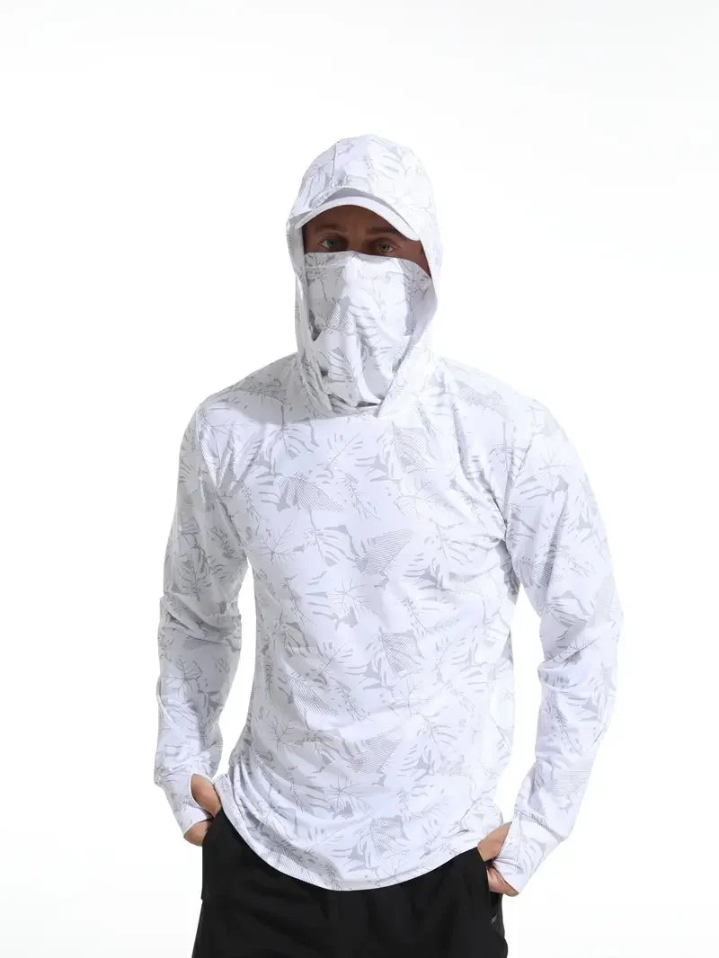 Fishing Shirt Hooded Men Fishing Clothes Outdoor Summer Mask Hoodie Sun Uv Protection Performance Jersey