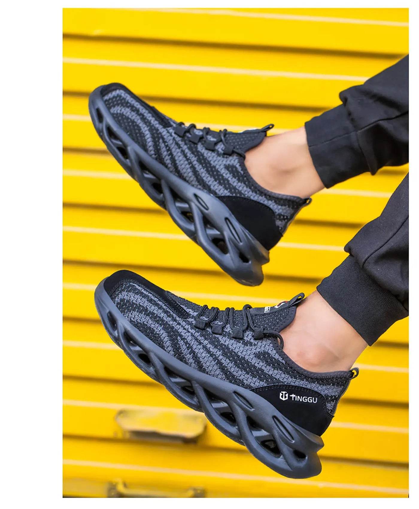 Men's safety shoes are anti impact, anti puncture, soft, comfortable, breathable, anti slip, and wear-resistant work shoes - AIAZ