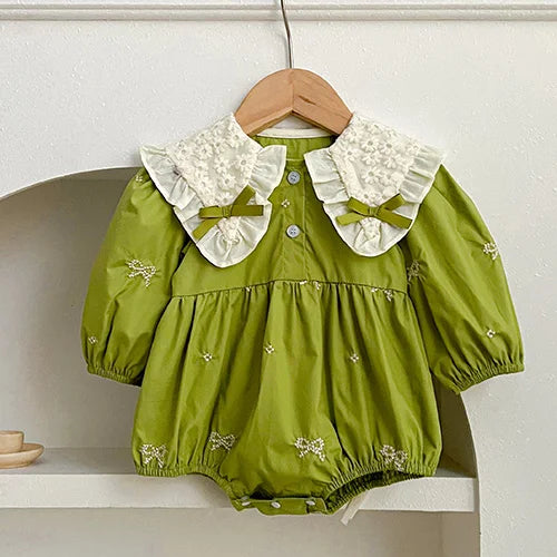 2025 New Spring 0-24M Baby Girl Clothing Infant Baby Girls Jumpsuit Long Sleeved Cotton Embroidery Newborn Baby Girls Bodysuits