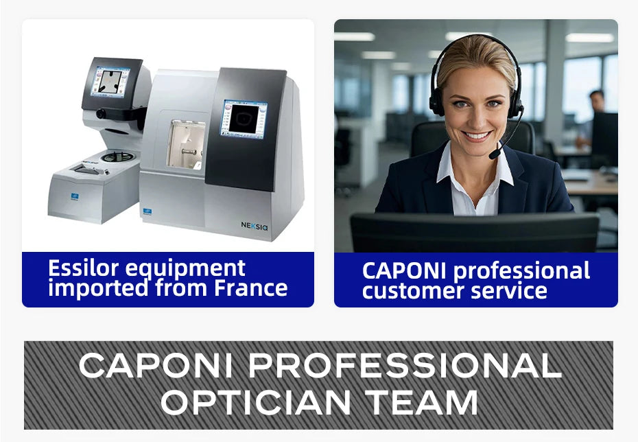 CAPONI Prescription Glasses Women Myopia Retro Light Weight Computer Anti Blue Light Glasses Photochromic Eyes Glasses PJ34022