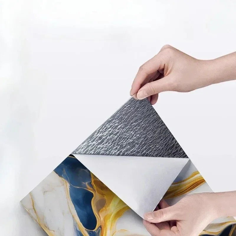 10PCS Waterproof 3D Tile Stickers Self Adhesive Imitation Marble Wall Floor Panels Peel and Stick for Kitchen Bathroom Decor
