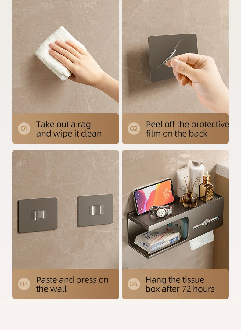 Toilet Paper Holder Wall-Mounted Carbon Steel Toilet Paper Holder Tissue Rack Bathroom Tissue Holder Bathroom Accessories