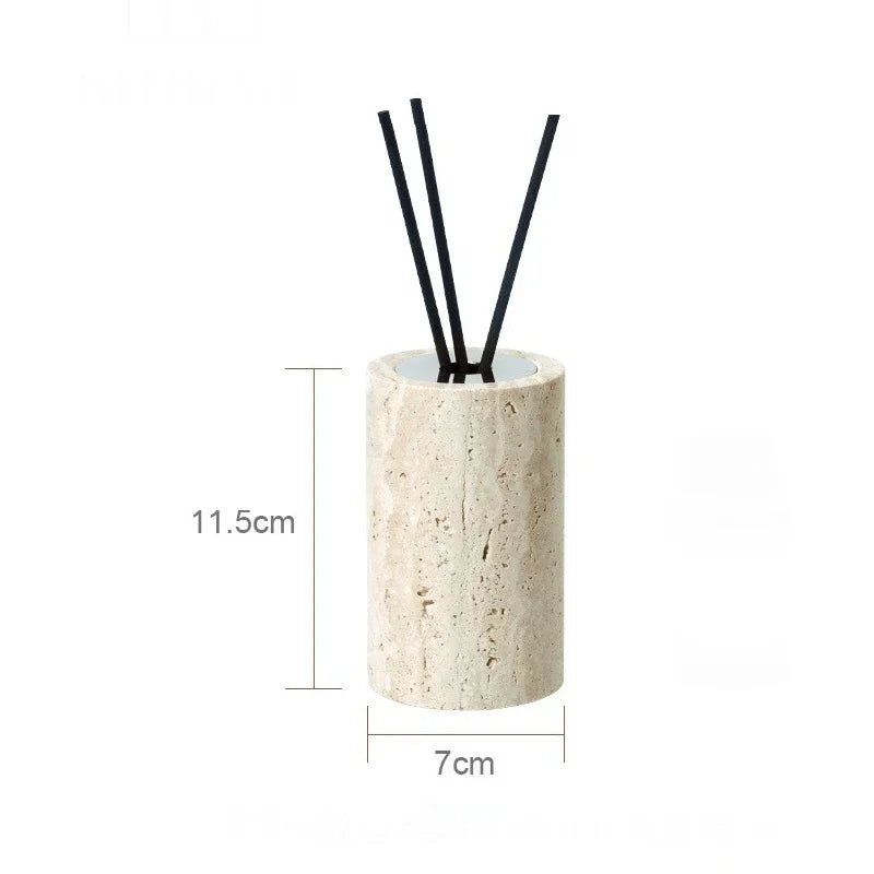 Beige Travertine Bathroom Accessories Set Natural Marble Soap Dispenser Soap Dish Reed Diffuser Vanity Tray Bathroom Set
