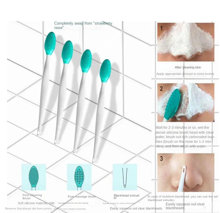 1PC Beauty Skin Care Wash Face Silicone Brush Exfoliating Nose Clean Blackhead Removal Brushes Tools With Replacement Head
