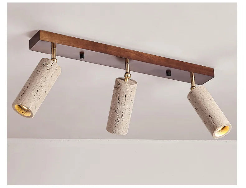 Stone Ceiling Lamp Spot light Angle Adjustable Rectangle Wood Base